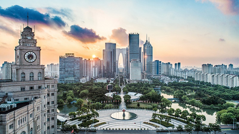 苏州新城夕照美景