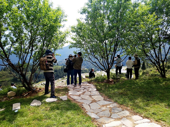 2022年5月2日，游客和摄影爱好者在贵州省从江县加榜梯田景区拍摄